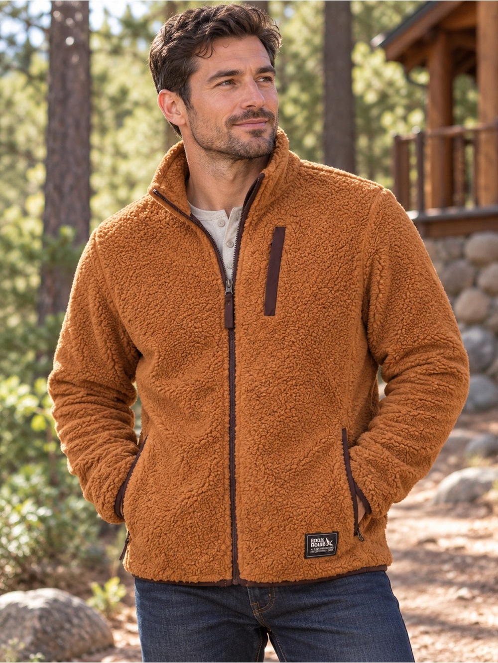 Eddie Bauer Men’s Sherpa Fleece Jacket – Medium – NWT